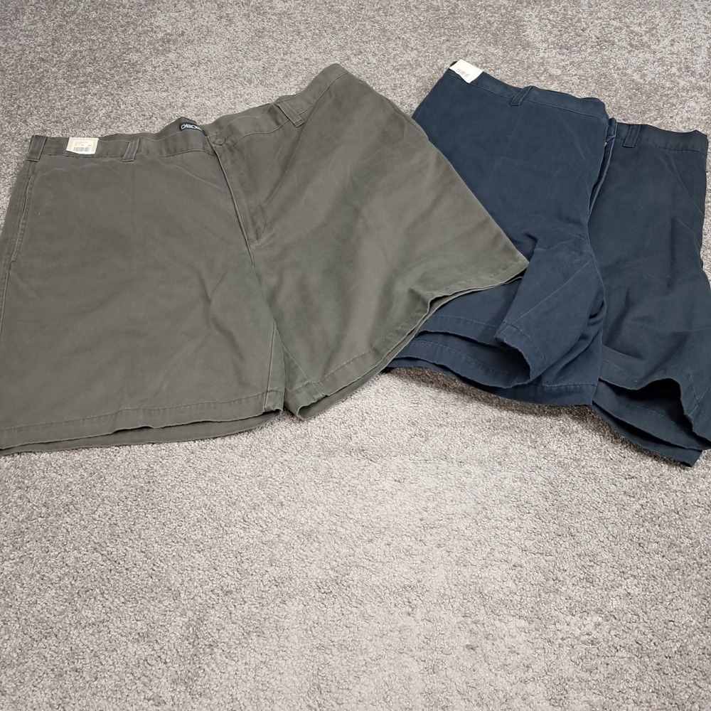 Cherokee Mens 46 Chino Shorts Lot of 3 Navy Blue Olive Green 100% Cotton 8253